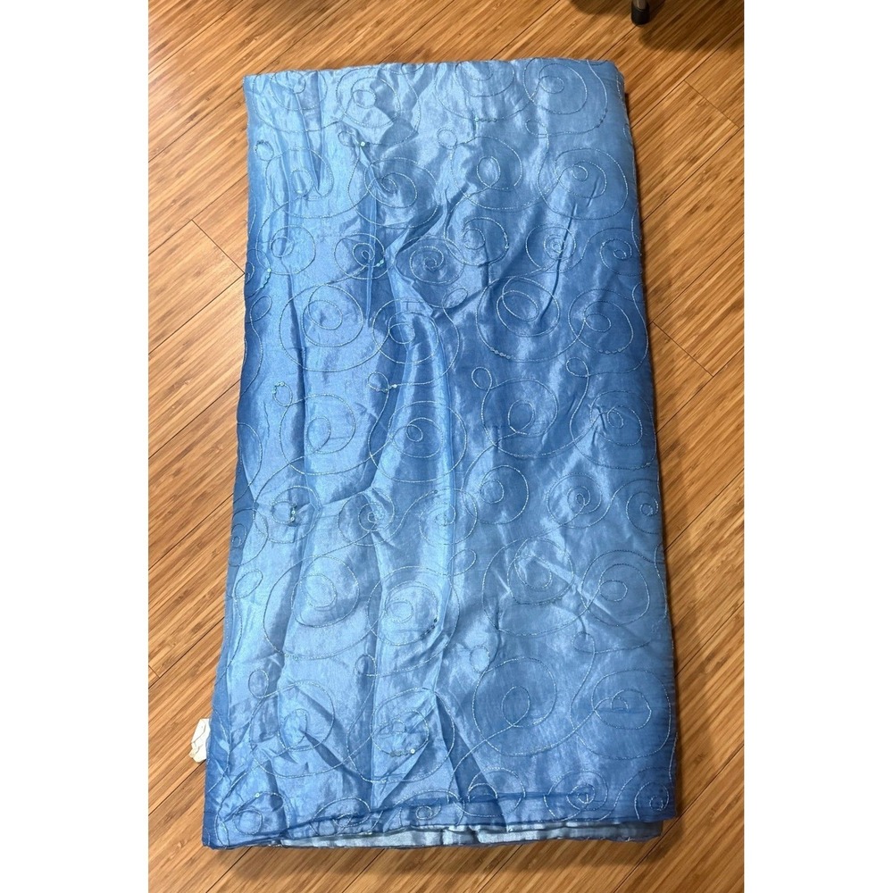 Seventeen Full Size Blue Satin Bedding Set – Quilt/Bedspread & Bed Skirt - Picture 2 of 11